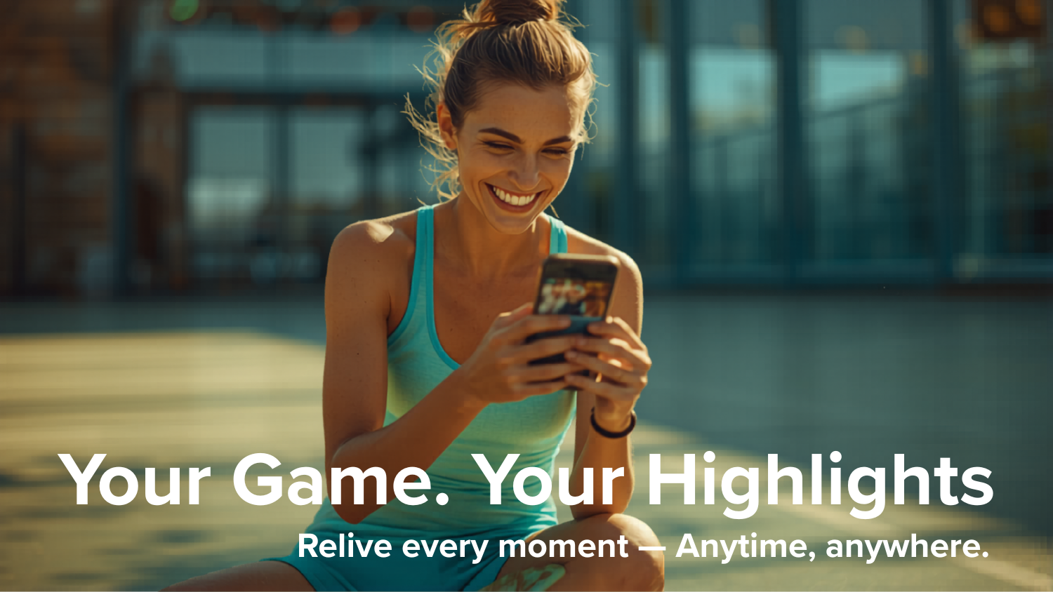Padel player courtside watching a match highlight clip on a smartphone app